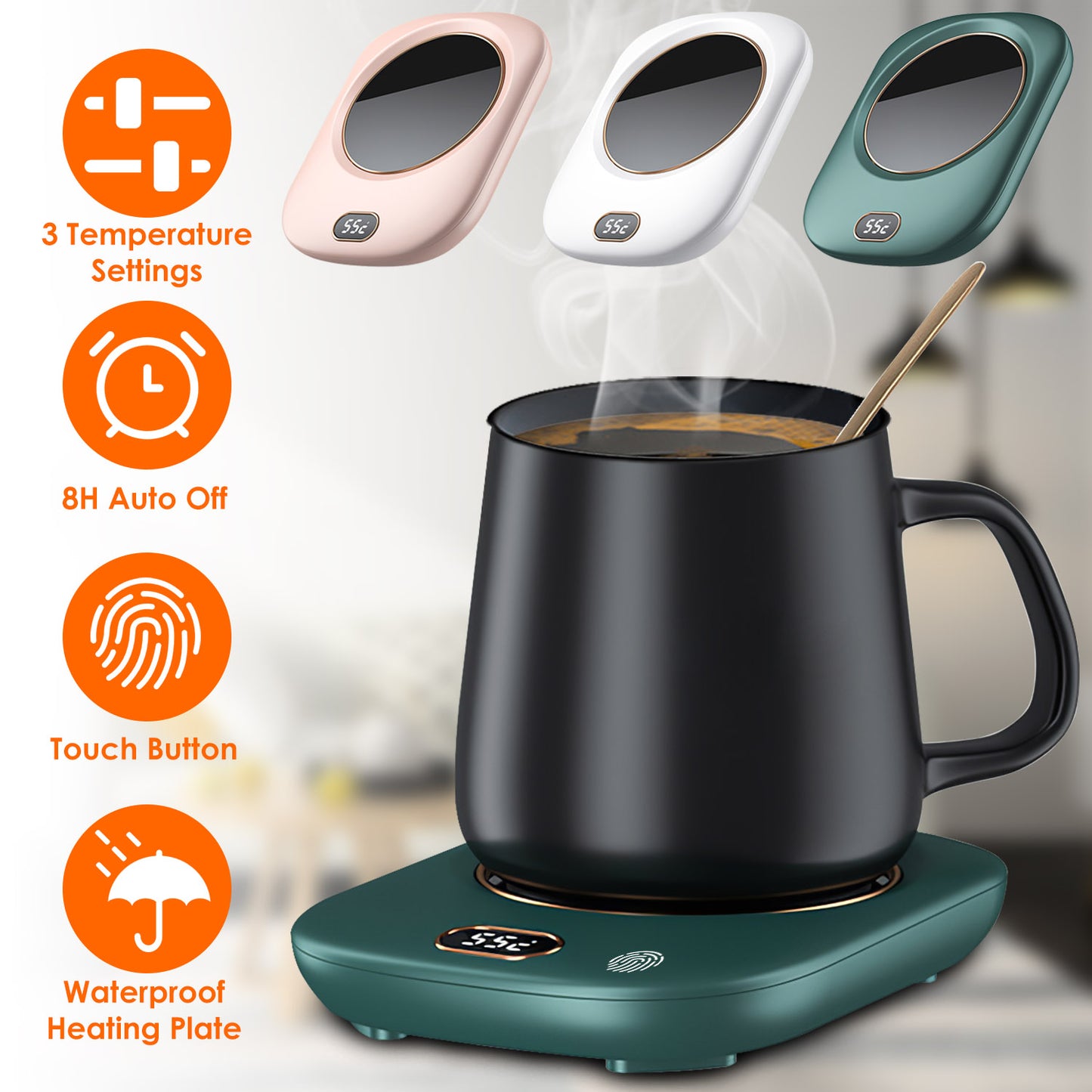 Midlife Steady™ Electric Mug Warmer – 3 Temperature Desk Coffee & Tea Warming Plate